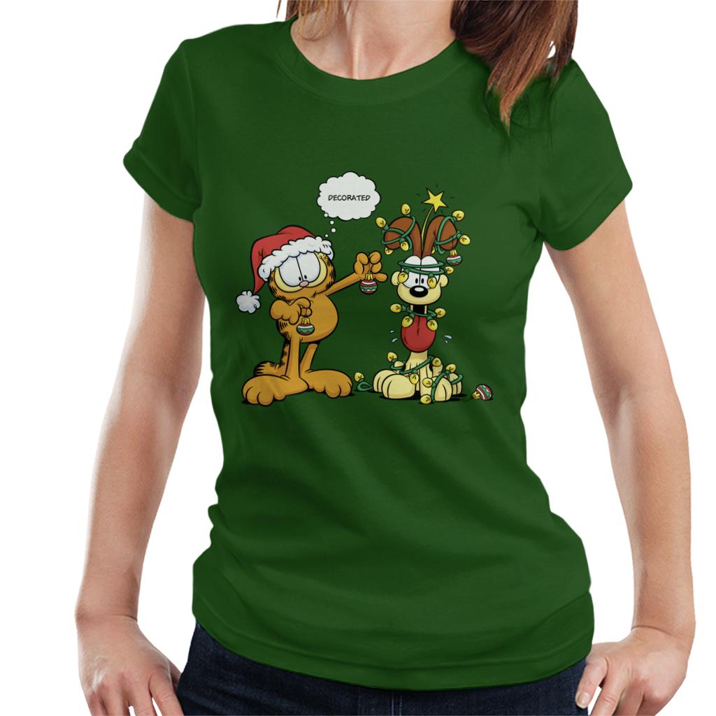 Garfield Christmas Odie Decorated Women's T-Shirt-ALL + EVERY