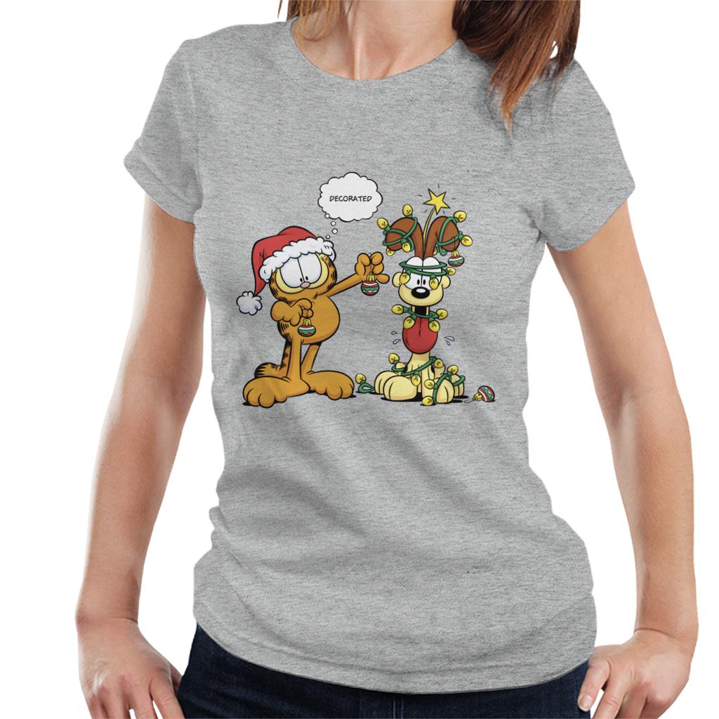 Garfield Christmas Odie Decorated Women's T-Shirt-ALL + EVERY