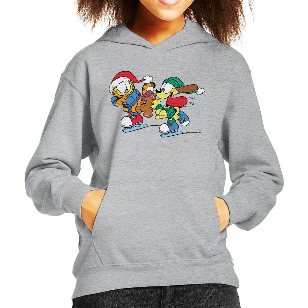 Garfield And Odie Christmas Ice Skating Kid's Hooded Sweatshirt-ALL + EVERY