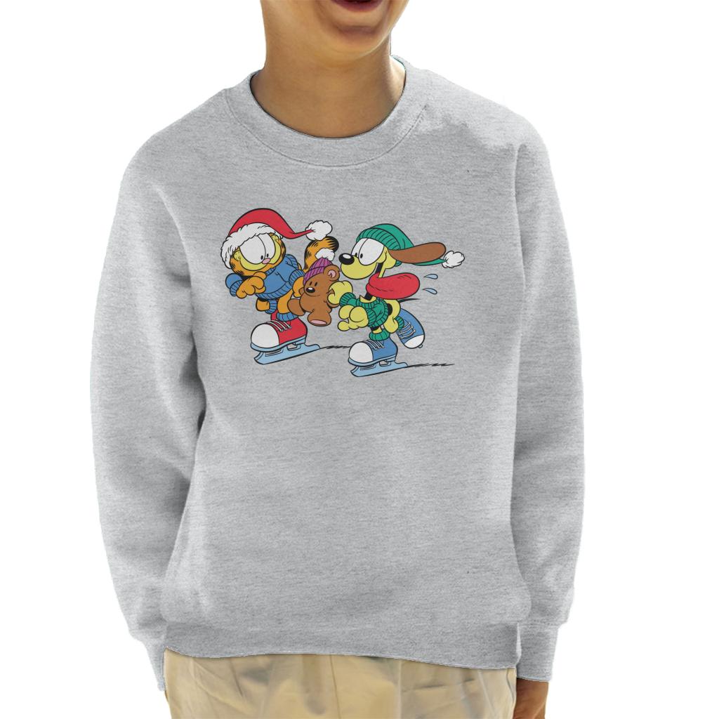 Garfield And Odie Christmas Ice Skating Kid's Sweatshirt-ALL + EVERY