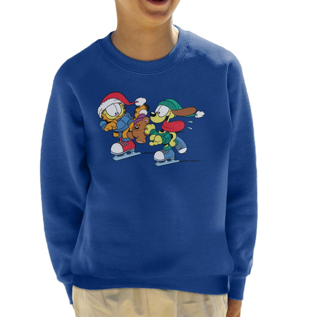 Garfield And Odie Christmas Ice Skating Kid's Sweatshirt-ALL + EVERY