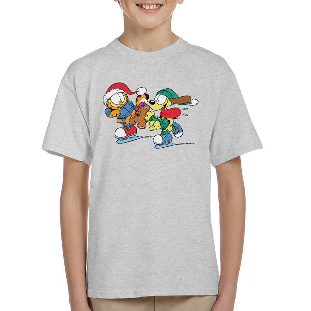 Garfield And Odie Christmas Ice Skating Kid's T-Shirt-ALL + EVERY