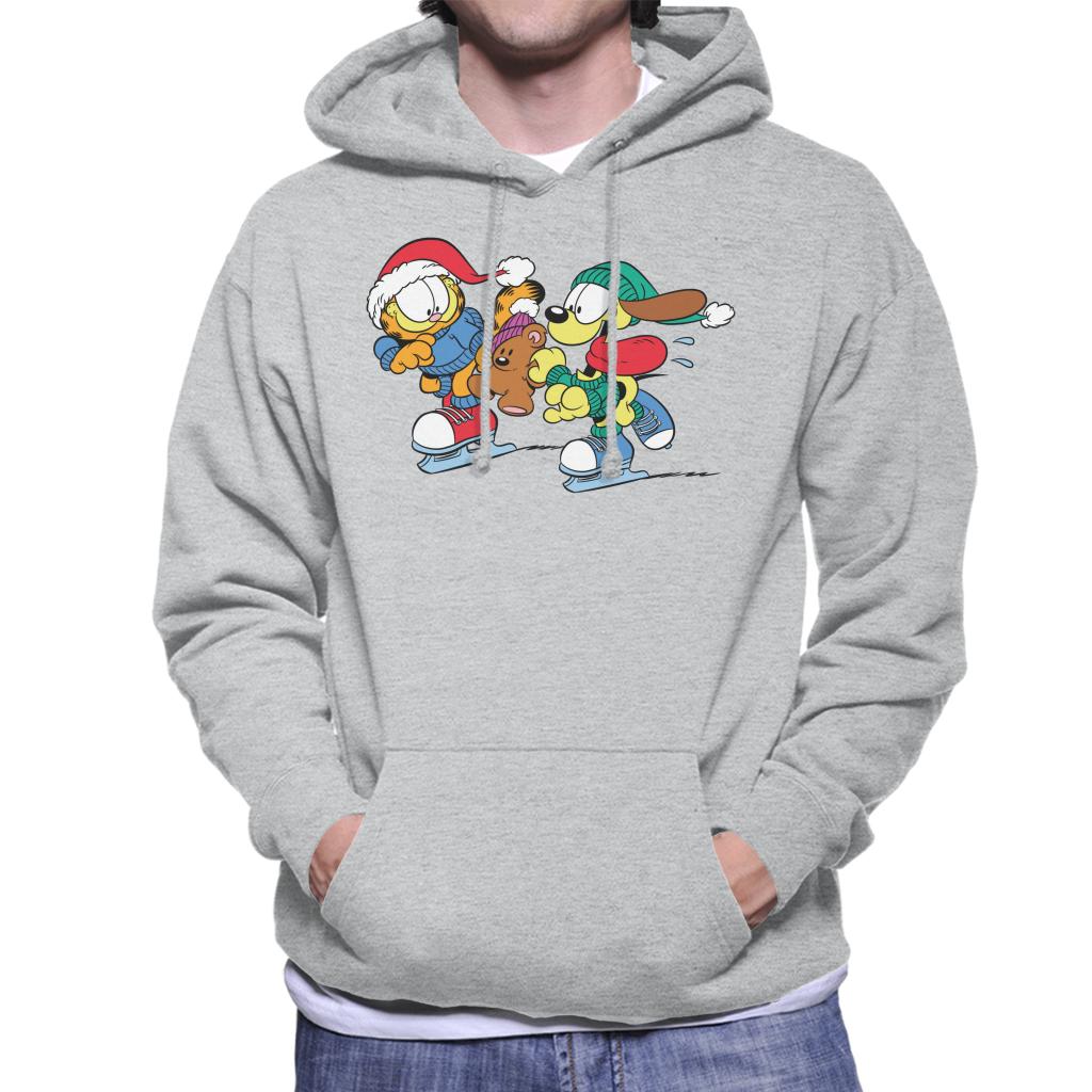 Garfield And Odie Christmas Ice Skating Men's Hooded Sweatshirt-ALL + EVERY