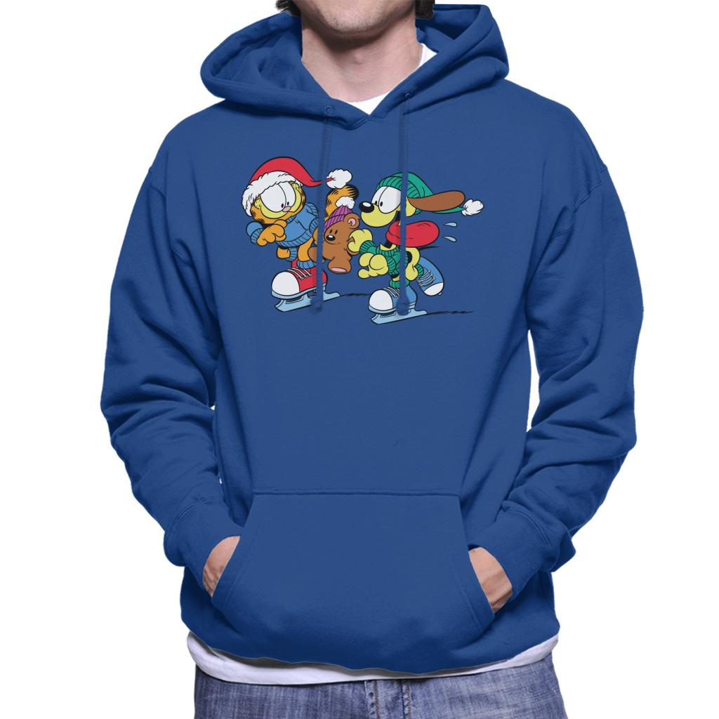 Garfield And Odie Christmas Ice Skating Men's Hooded Sweatshirt-ALL + EVERY