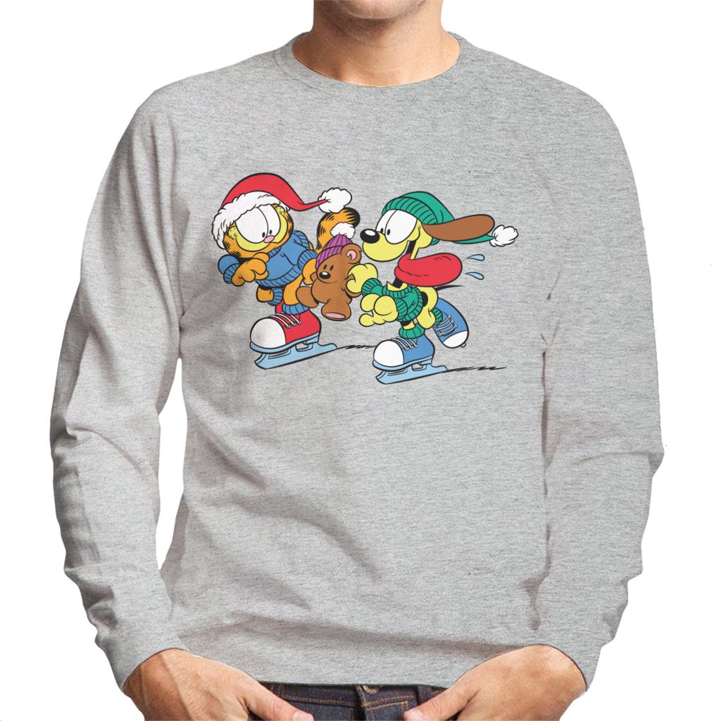 Garfield And Odie Christmas Ice Skating Men's Sweatshirt-ALL + EVERY