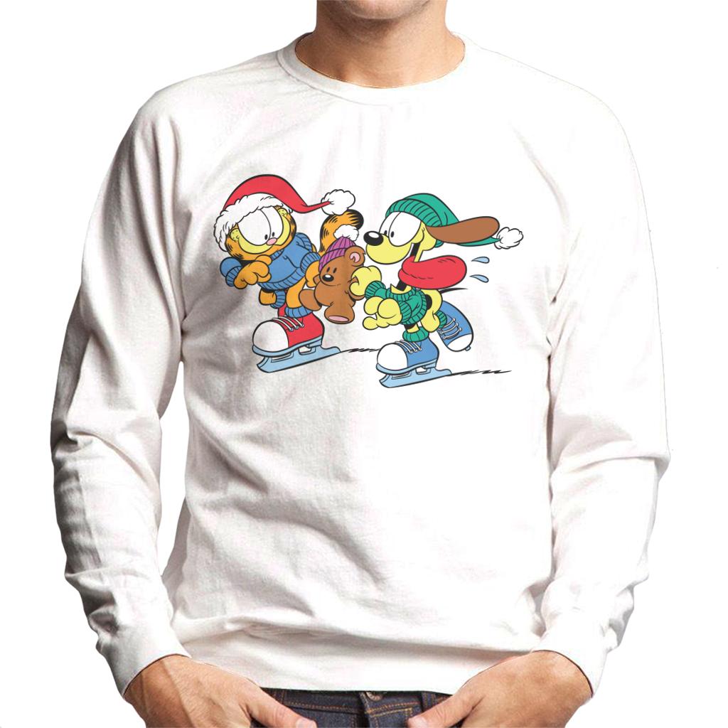 Garfield And Odie Christmas Ice Skating Men's Sweatshirt-ALL + EVERY