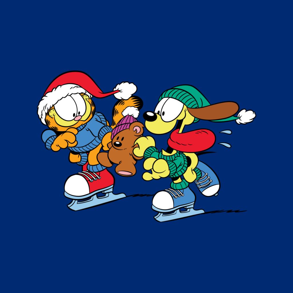Garfield And Odie Christmas Ice Skating Men's Hooded Sweatshirt-ALL + EVERY
