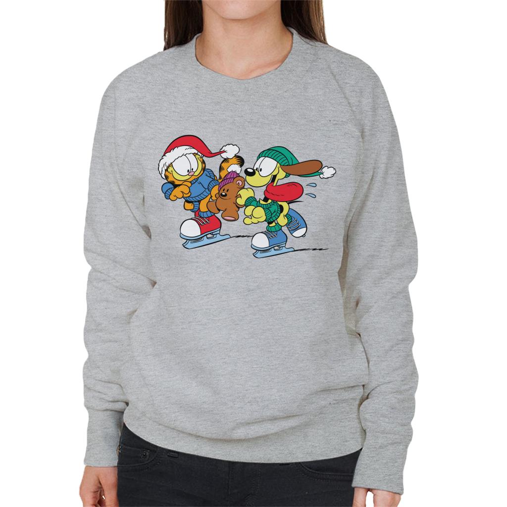 Garfield And Odie Christmas Ice Skating Women's Sweatshirt-ALL + EVERY