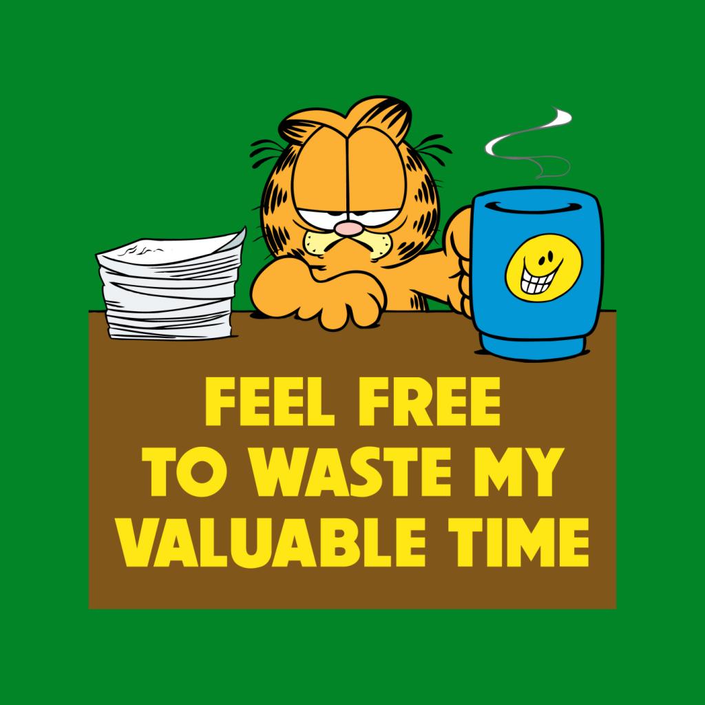 Garfield Waste My Valuable Time Men's T-Shirt-ALL + EVERY