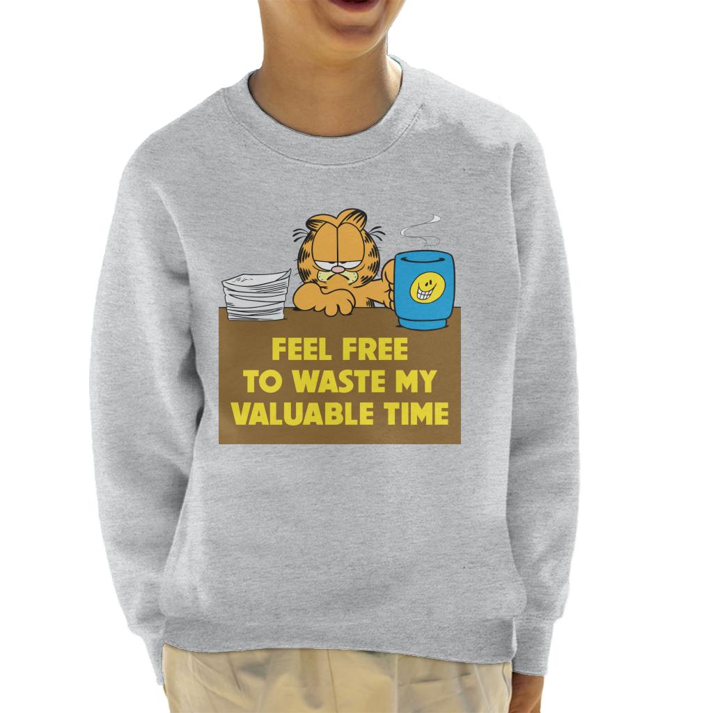 Garfield Waste My Valuable Time Kid's Sweatshirt-ALL + EVERY