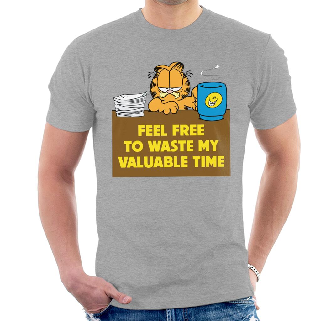 Garfield Waste My Valuable Time Men's T-Shirt-ALL + EVERY