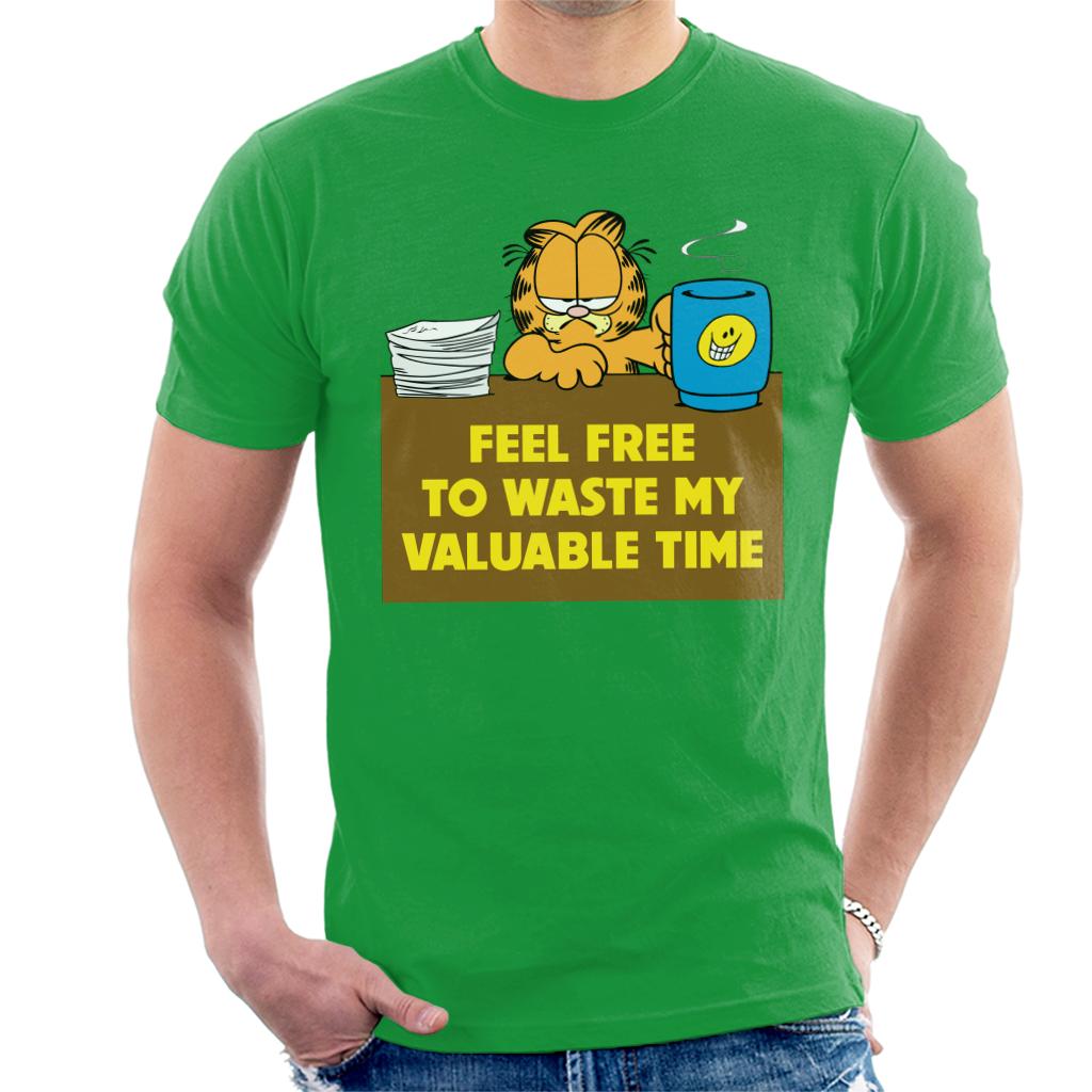 Garfield Waste My Valuable Time Men's T-Shirt-ALL + EVERY