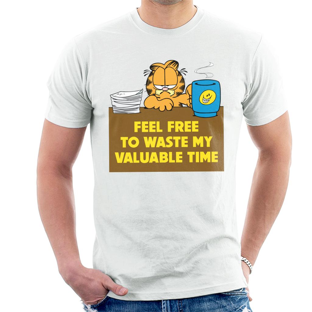 Garfield Waste My Valuable Time Men's T-Shirt-ALL + EVERY