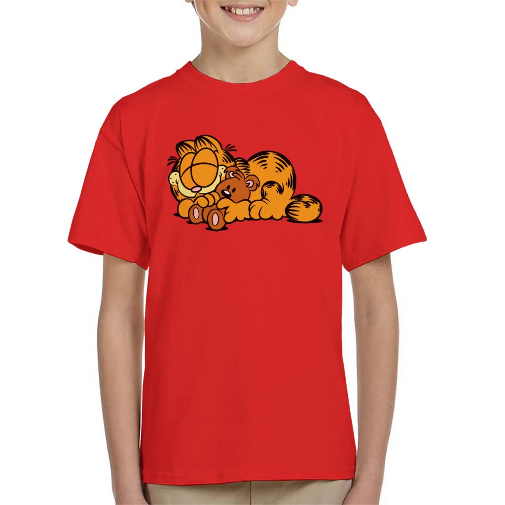 Garfield Pooky Cuddle Kid's T-Shirt-ALL + EVERY