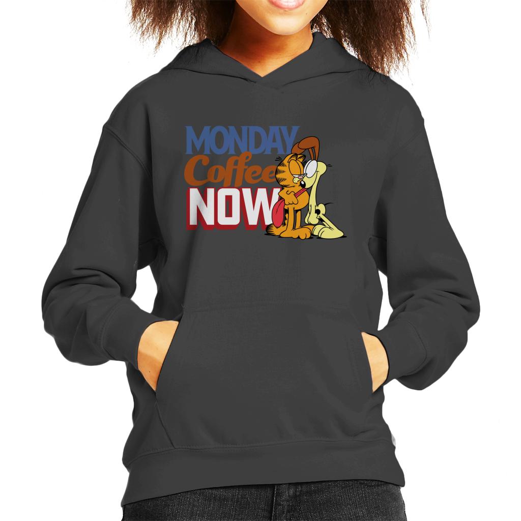 Garfield Monday Coffee Now Kid's Hooded Sweatshirt-ALL + EVERY