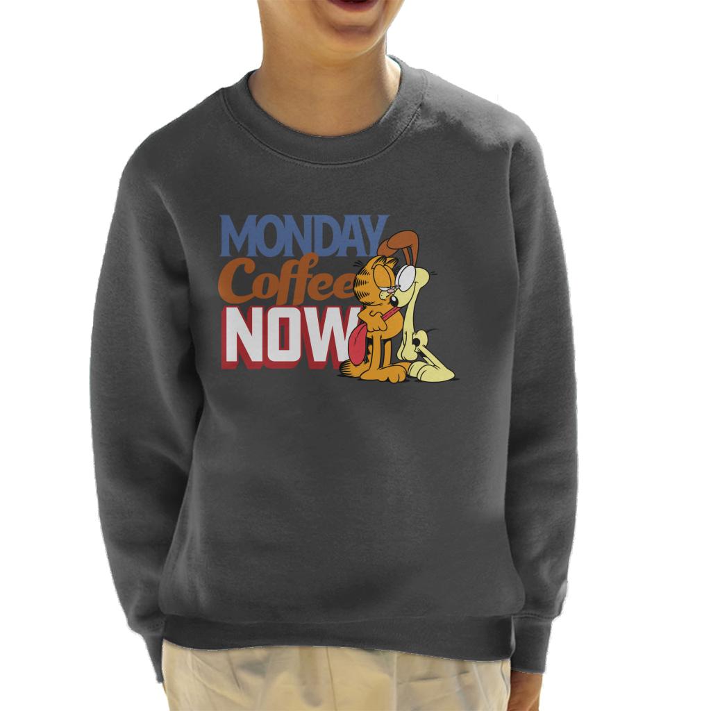 Garfield Monday Coffee Now Kid's Sweatshirt-ALL + EVERY