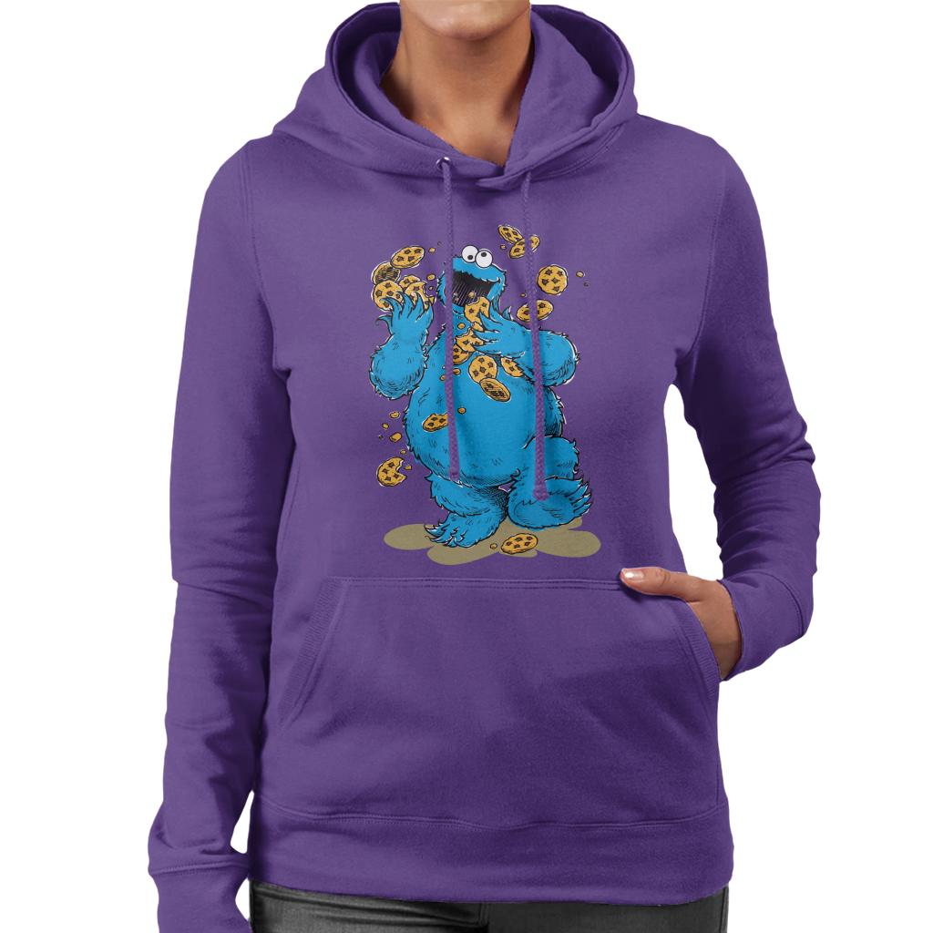 Sesame Street Cookie Monster Cookies Women's Hooded Sweatshirt-ALL + EVERY