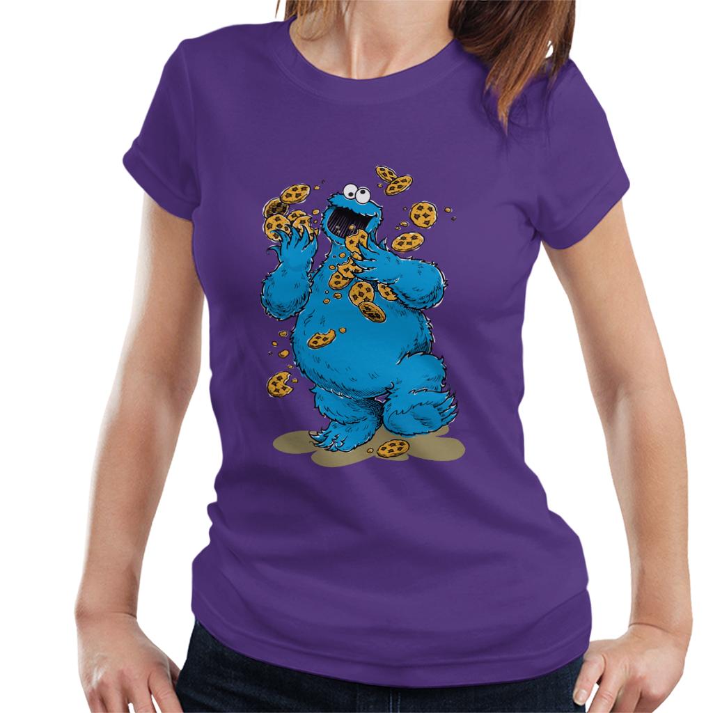 Sesame Street Cookie Monster Cookies Women's T-Shirt-ALL + EVERY