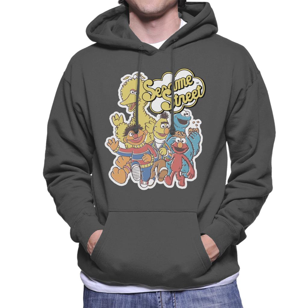 Sesame Street Characters Group Photo Men's Hooded Sweatshirt-ALL + EVERY