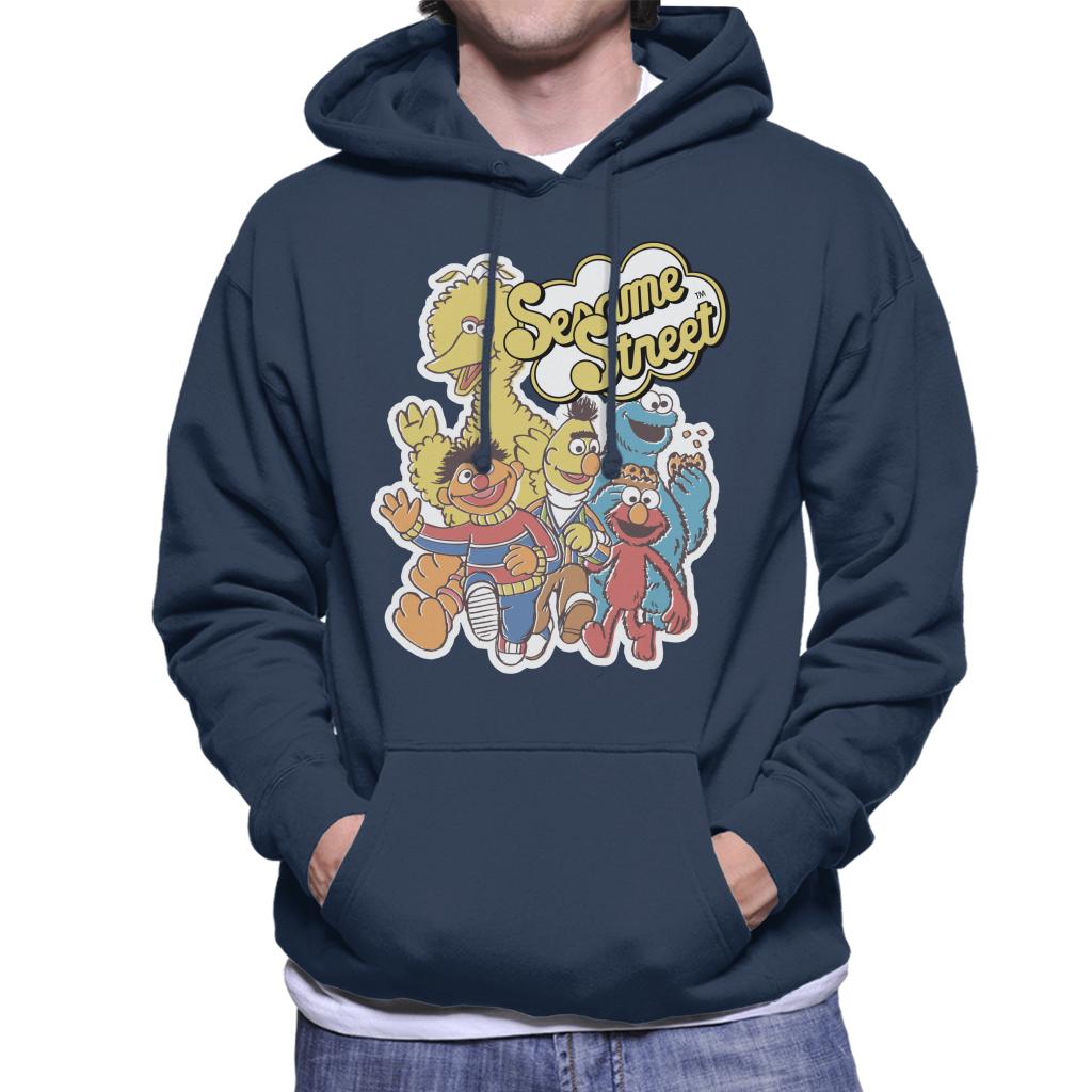 Sesame Street Characters Group Photo Men's Hooded Sweatshirt-ALL + EVERY