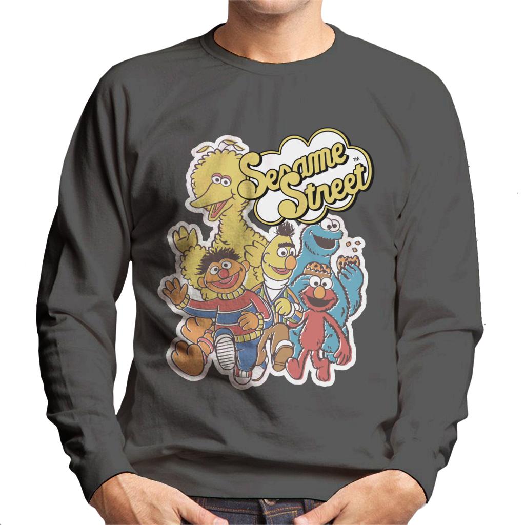 Sesame Street Characters Group Photo Men's Sweatshirt-ALL + EVERY