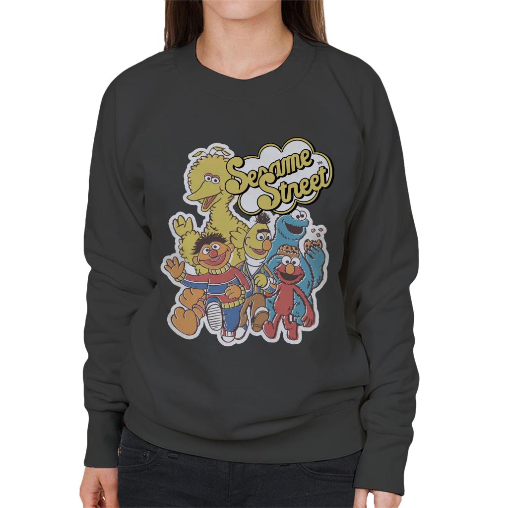 Sesame Street Characters Group Photo Women's Sweatshirt-ALL + EVERY