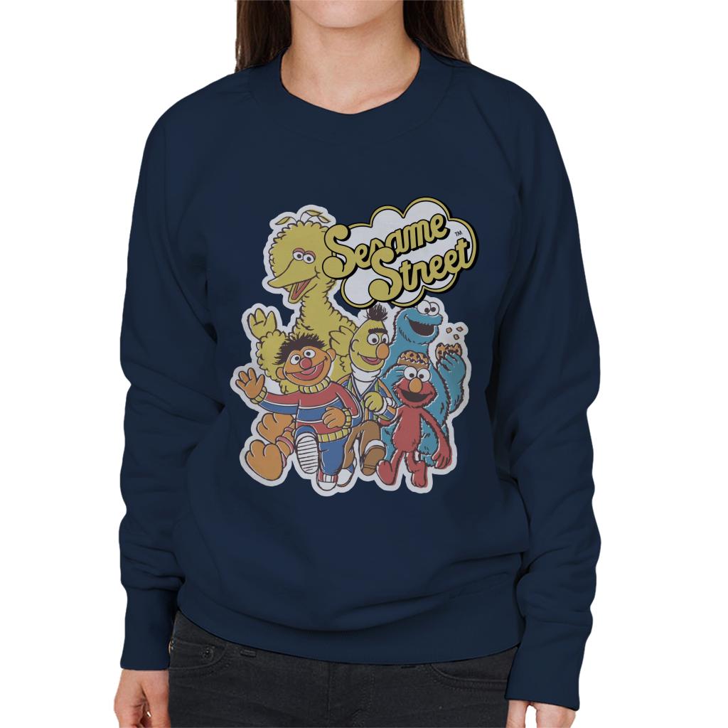 Sesame Street Characters Group Photo Women's Sweatshirt-ALL + EVERY