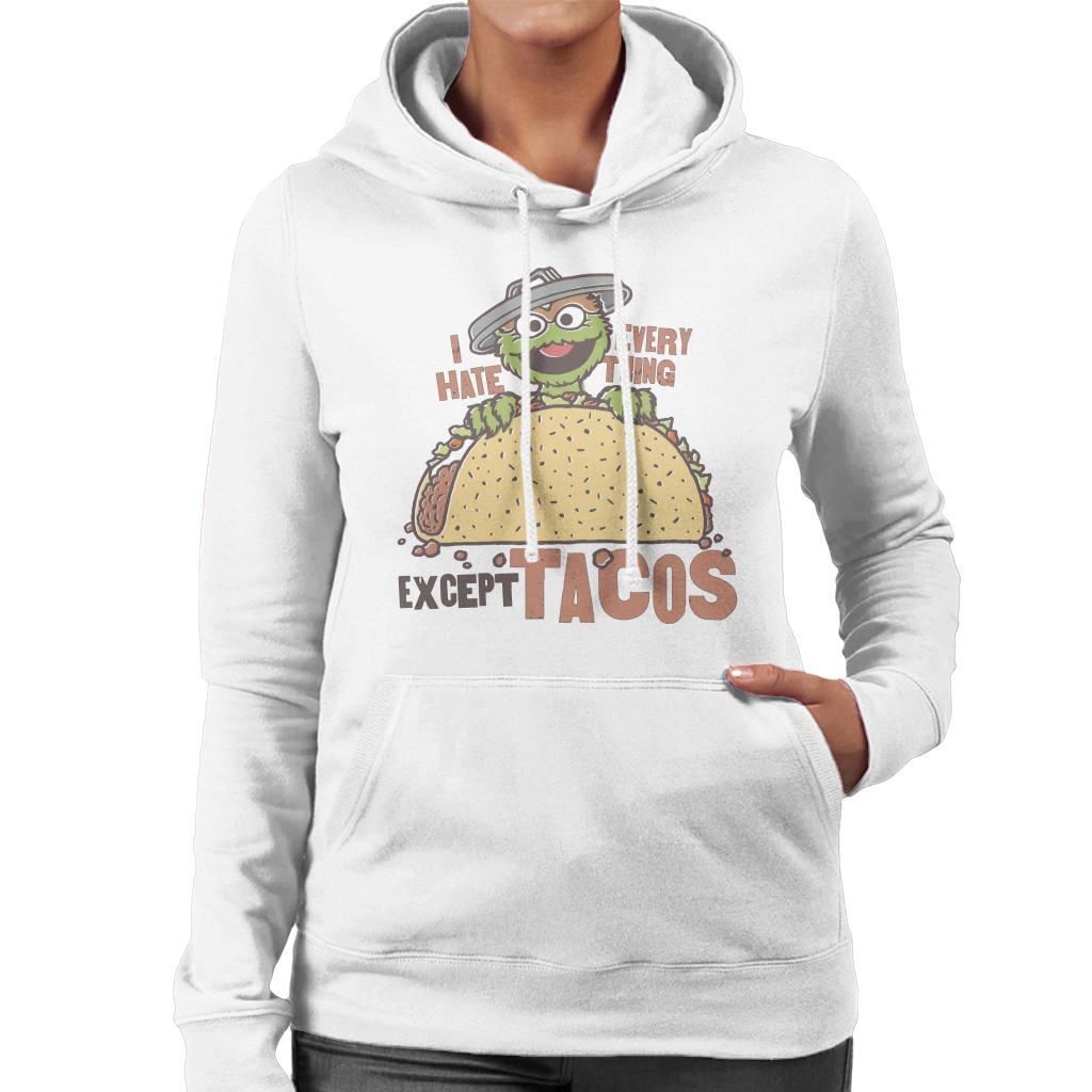 Sesame Street Oscar The Grouch Tacos Women's Hooded Sweatshirt-ALL + EVERY