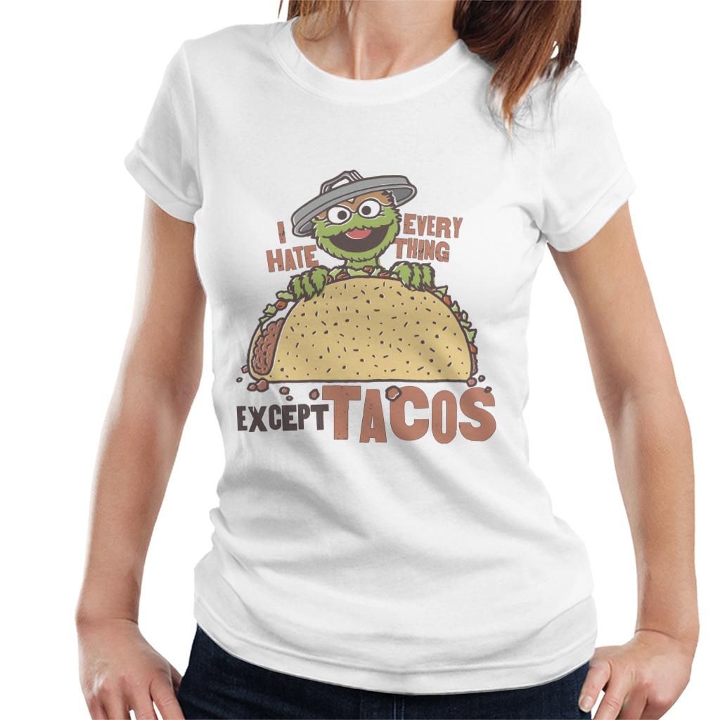 Sesame Street Oscar The Grouch Tacos Women's T-Shirt-ALL + EVERY