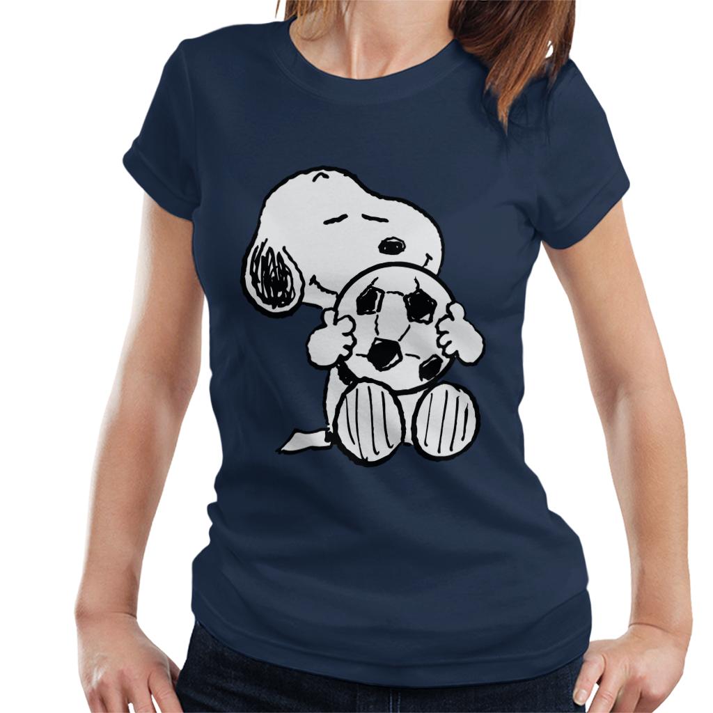 Peanuts Football Snoopy Football Hug Women's T-Shirt-ALL + EVERY