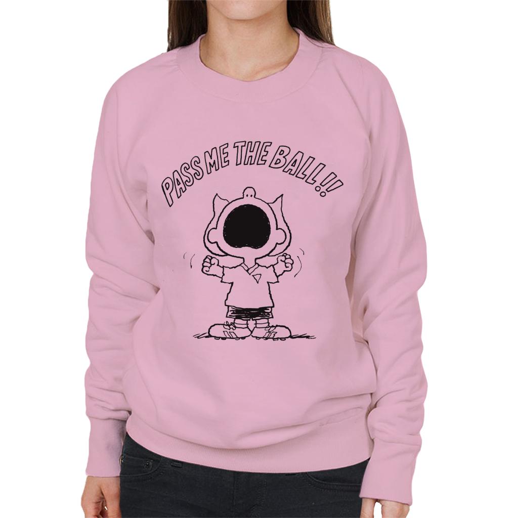 Peanuts Football Sally Brown Pass Me The Ball Women's Sweatshirt-ALL + EVERY