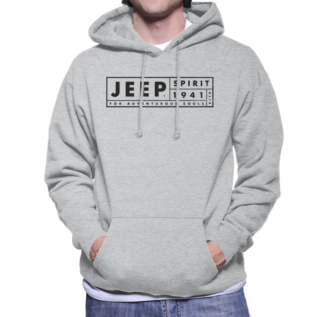 Jeep Spirit 1941 Estd For Adventurous Souls Dark Logo Men's Hooded Sweatshirt-ALL + EVERY