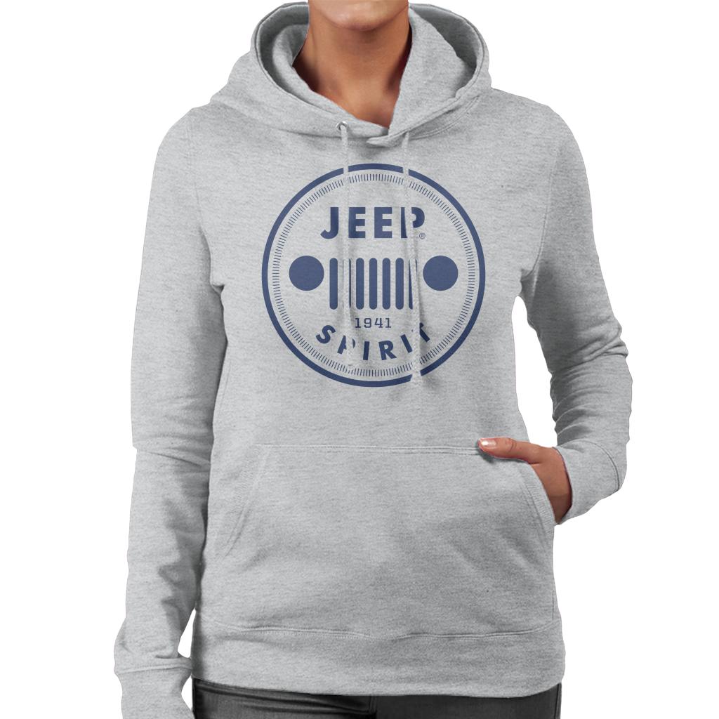 Jeep Spirit 1941 Blue Logo Women's Hooded Sweatshirt-ALL + EVERY