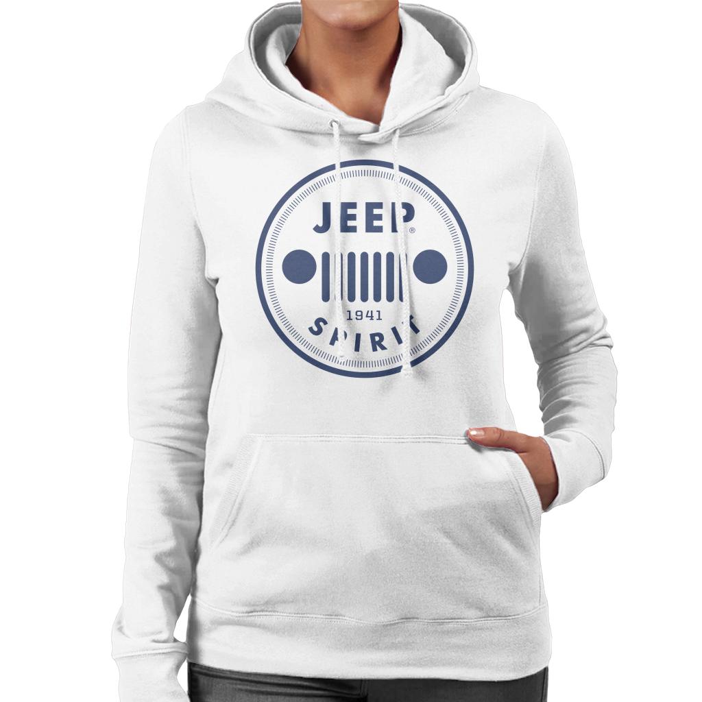 Jeep Spirit 1941 Blue Logo Women's Hooded Sweatshirt-ALL + EVERY