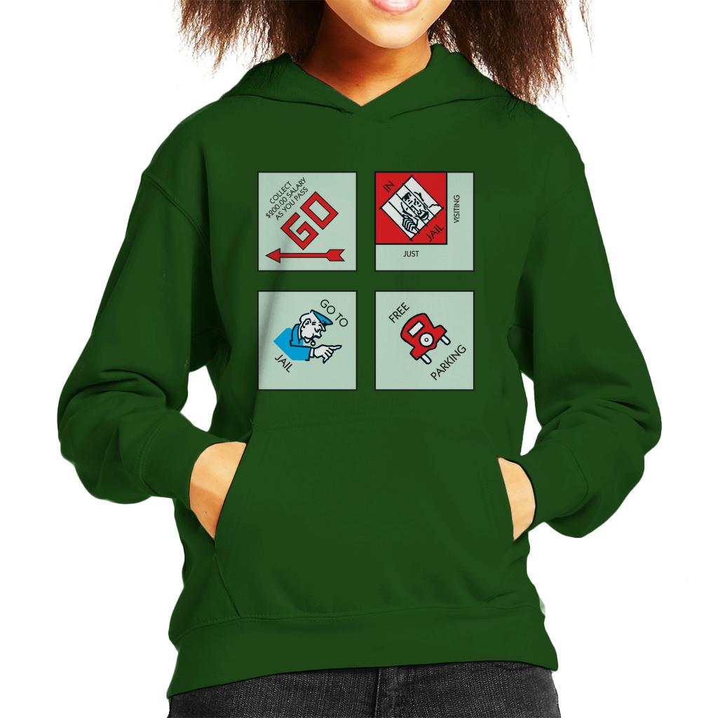 Monopoly Classic Corner Tiles Kid's Hooded Sweatshirt-ALL + EVERY