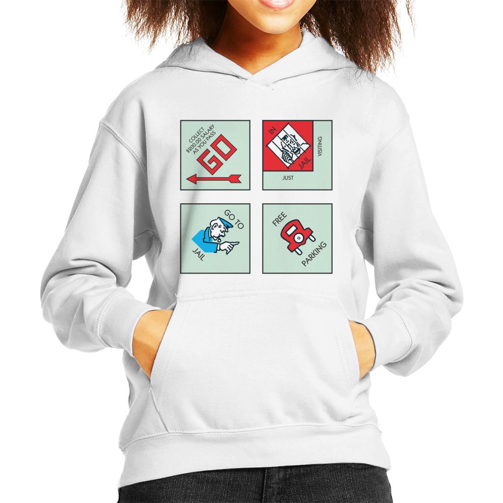 Monopoly Classic Corner Tiles Kid's Hooded Sweatshirt-ALL + EVERY