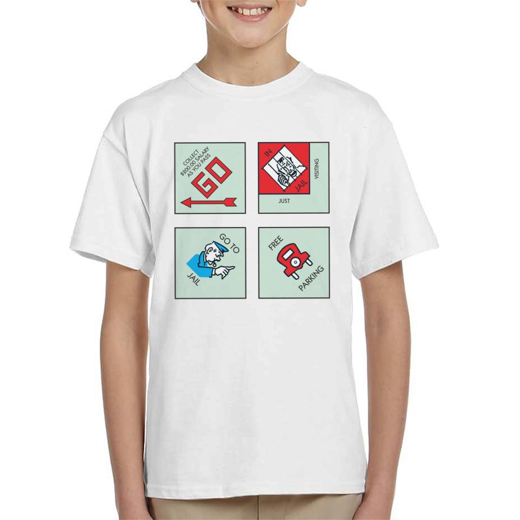 Monopoly Classic Corner Tiles Kid's T-Shirt-ALL + EVERY