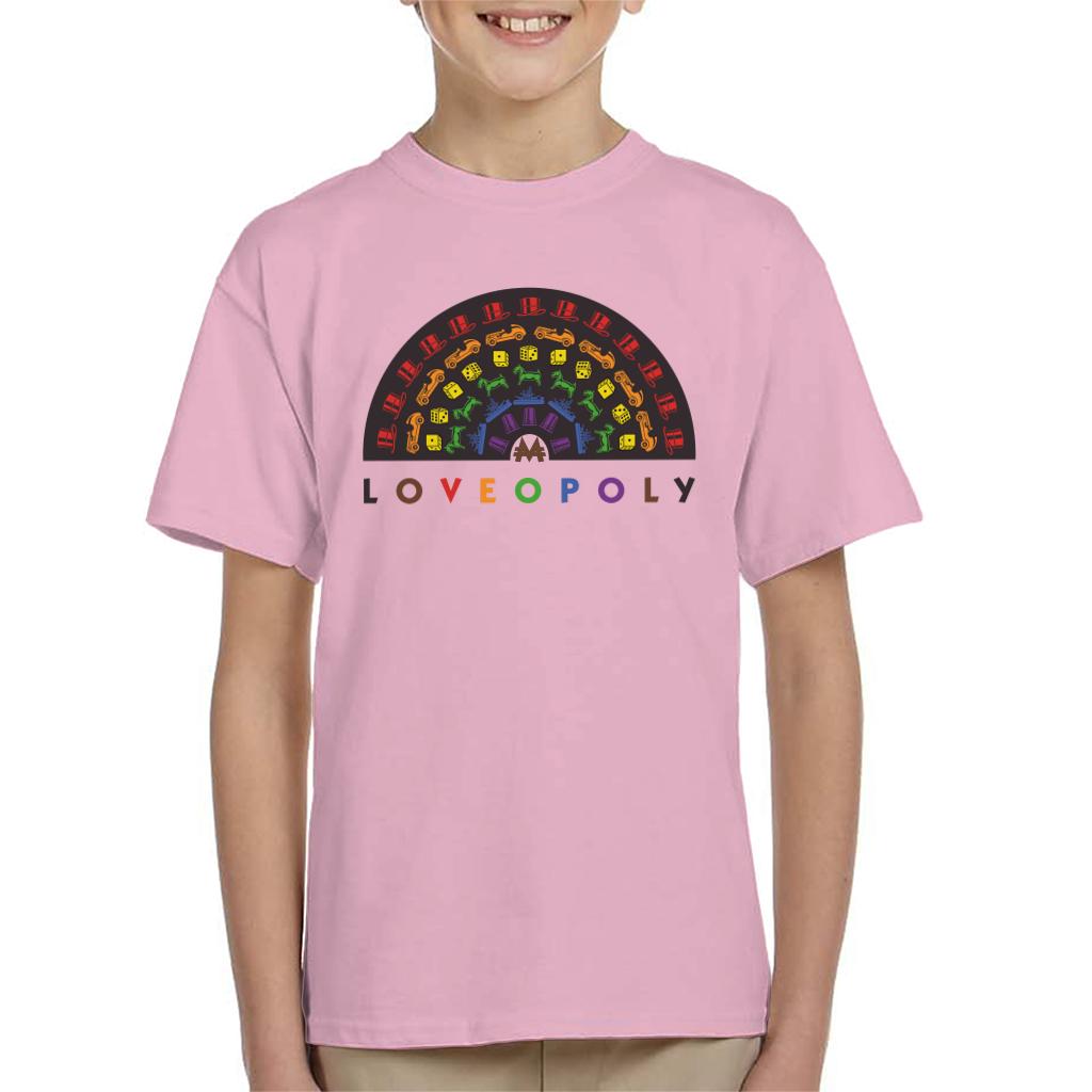 Monopoly Loveopoly Rainbow Character Tokens Kid's T-Shirt-ALL + EVERY