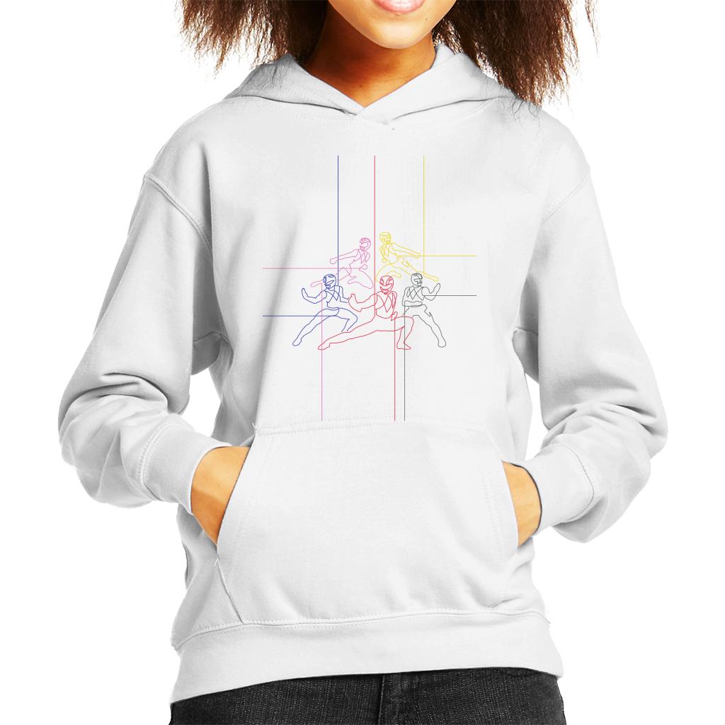 Power Rangers Action Pose Line Art Kid's Hooded Sweatshirt-ALL + EVERY