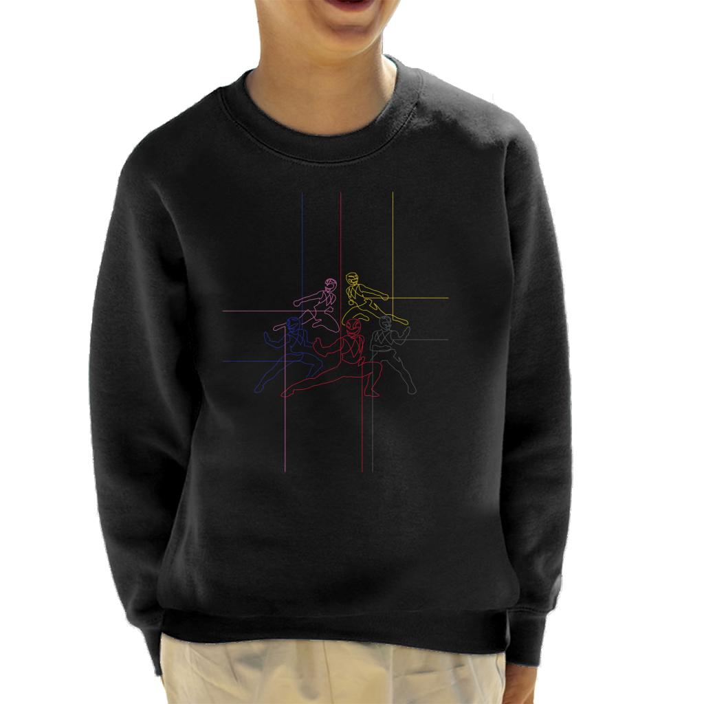 Power Rangers Action Pose Line Art Kid's Sweatshirt-ALL + EVERY