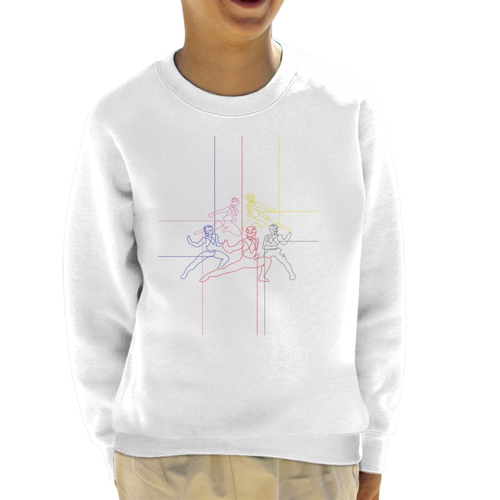 Power Rangers Action Pose Line Art Kid's Sweatshirt-ALL + EVERY