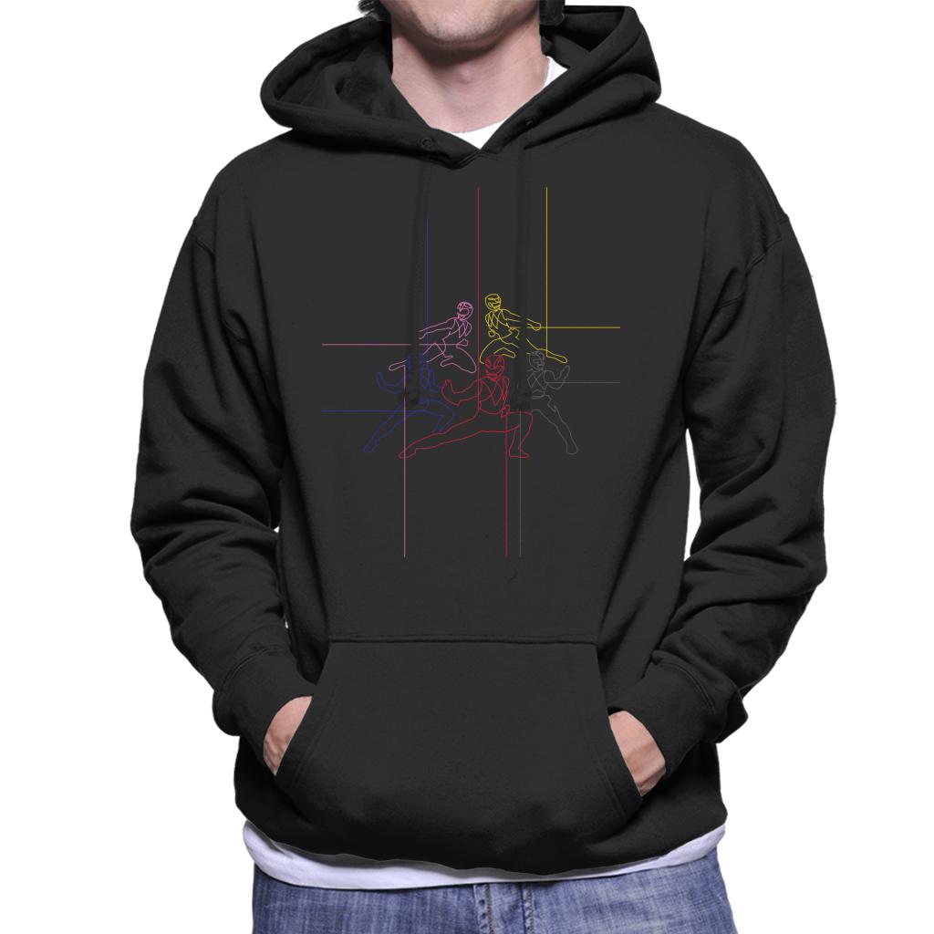 Power Rangers Action Pose Line Art Men's Hooded Sweatshirt-ALL + EVERY