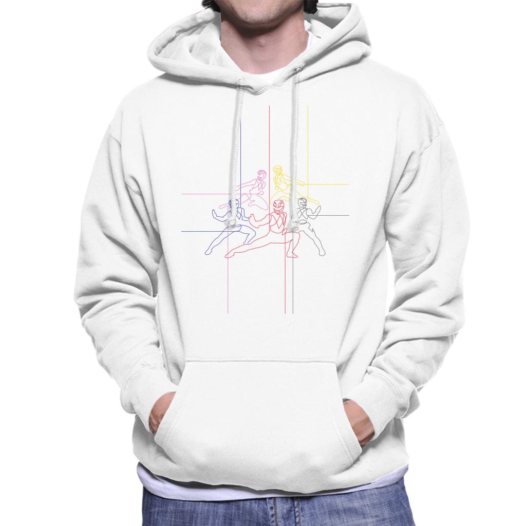 Power Rangers Action Pose Line Art Men's Hooded Sweatshirt-ALL + EVERY