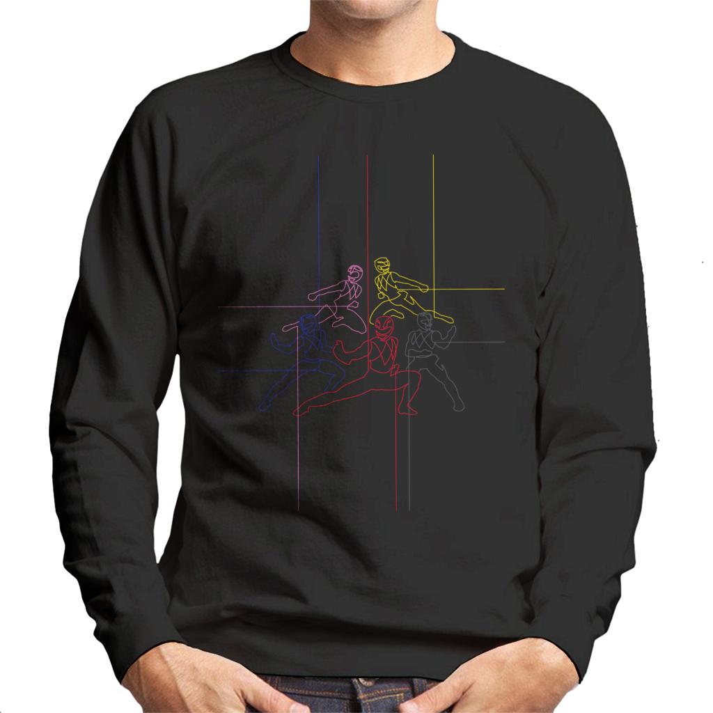 Power Rangers Action Pose Line Art Men's Sweatshirt-ALL + EVERY