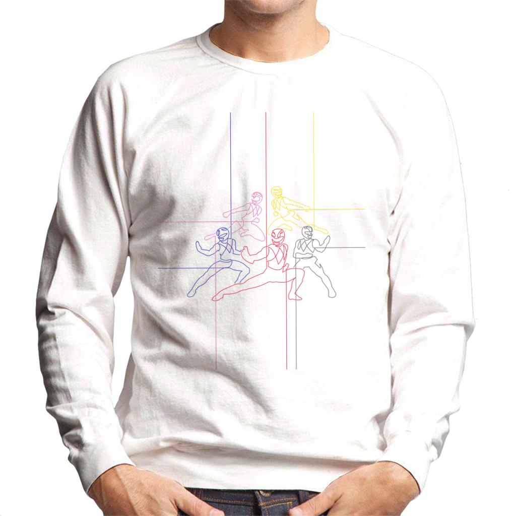 Power Rangers Action Pose Line Art Men's Sweatshirt-ALL + EVERY