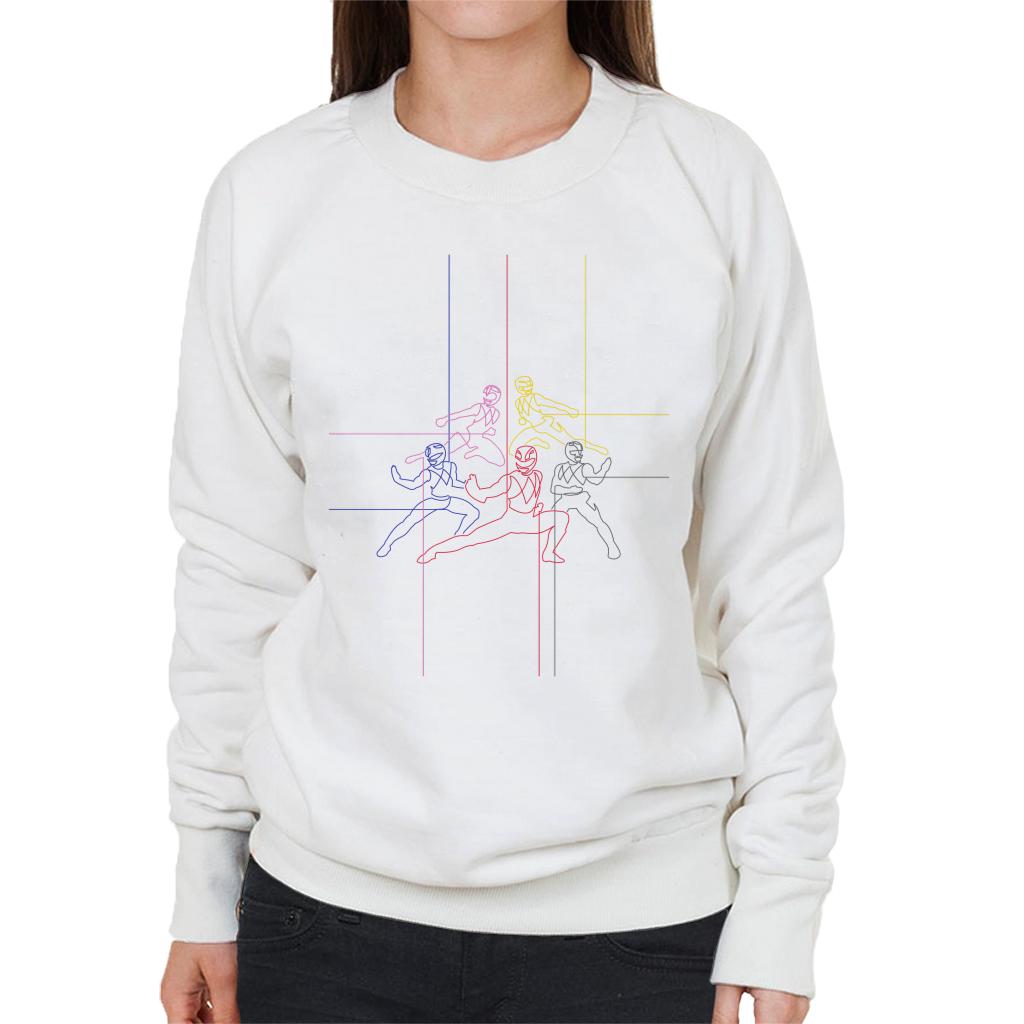 Power Rangers Action Pose Line Art Women's Sweatshirt-ALL + EVERY