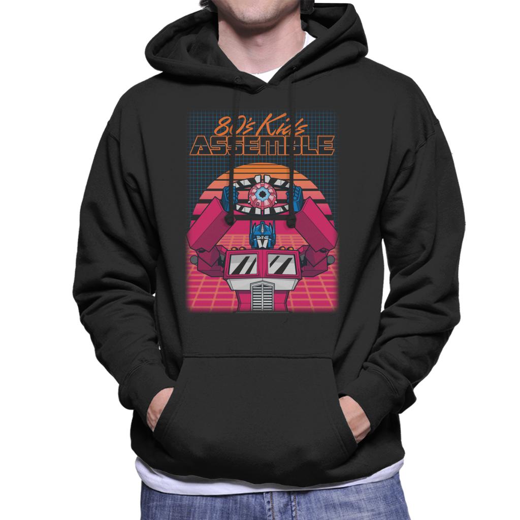 Transformers 80s Kids Assemble Retrowave Men's Hooded Sweatshirt-ALL + EVERY