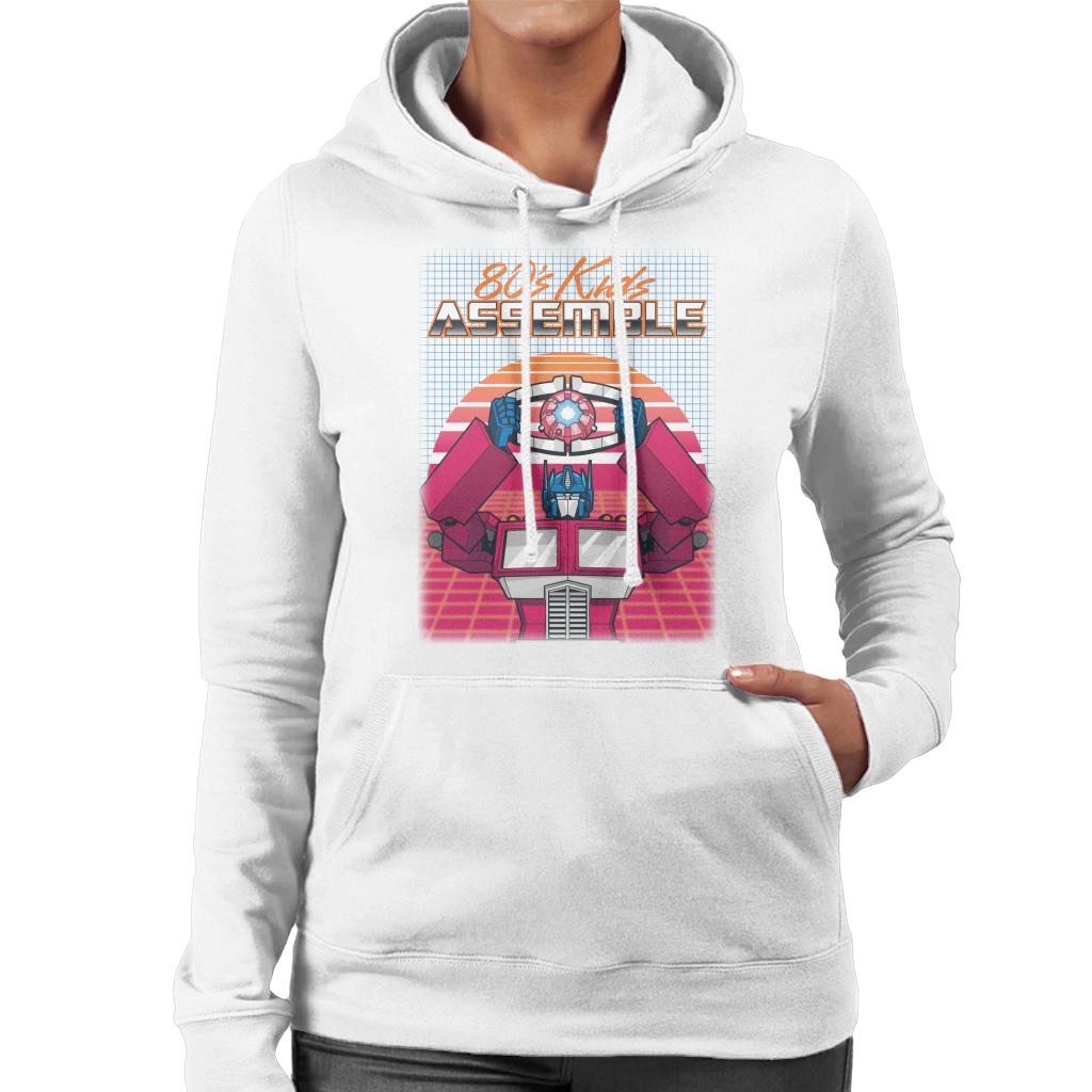 Transformers 80s Kids Assemble Retrowave Women's Hooded Sweatshirt-ALL + EVERY