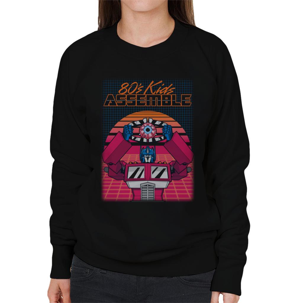 Transformers 80s Kids Assemble Retrowave Women's Sweatshirt-ALL + EVERY