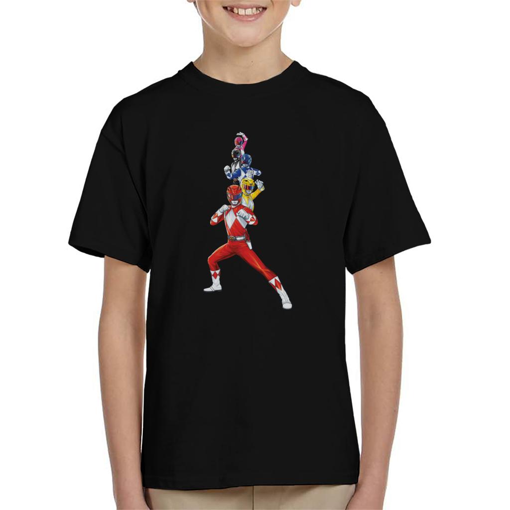 Power Rangers Action Line Up Kid's T-Shirt-ALL + EVERY